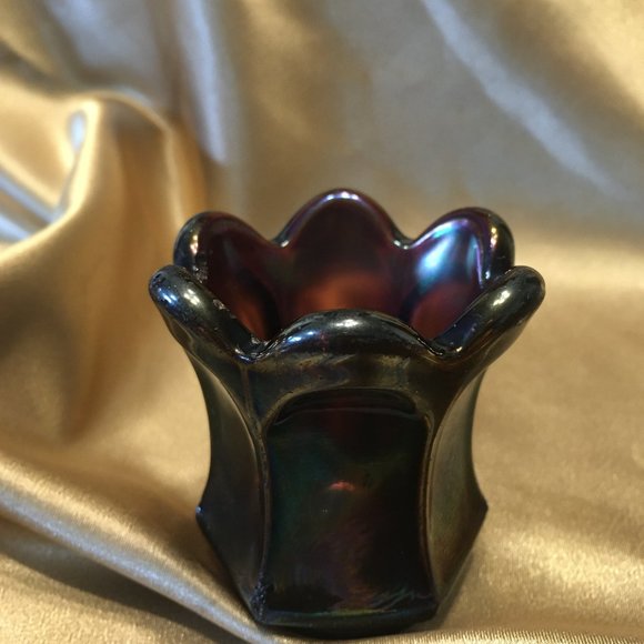 Vintage Amethyst Carnival Glass Toothpick Holder - Picture 3 of 16
